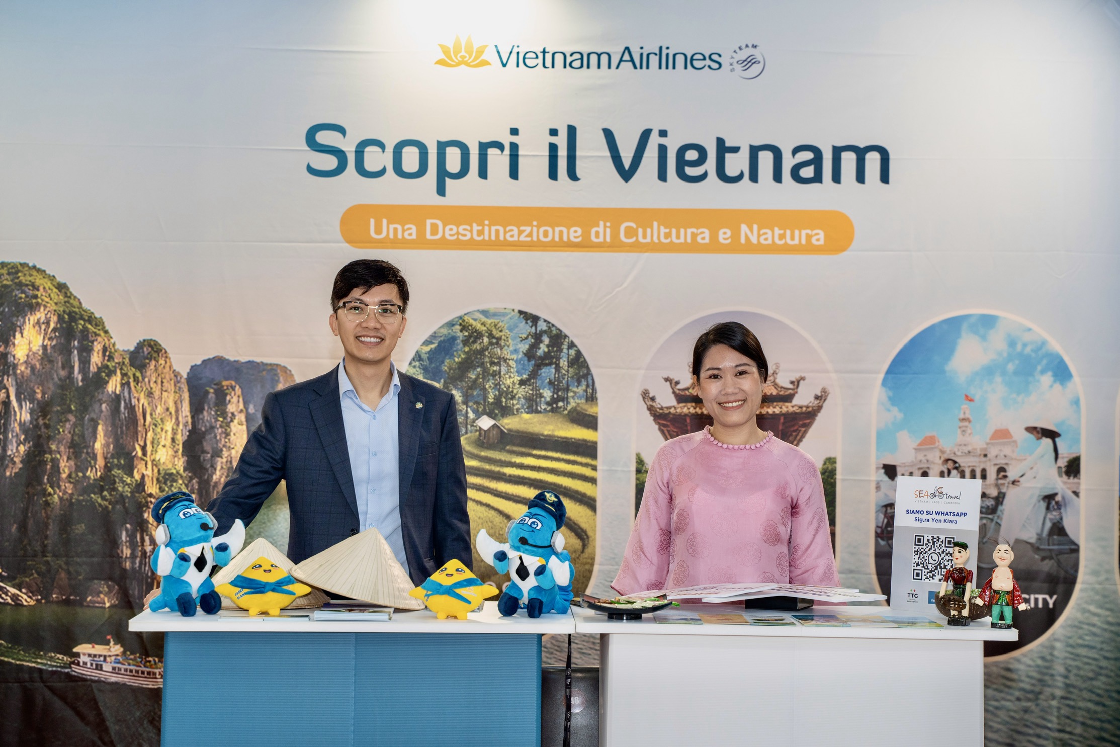 Không gian quảng bá du lịch Việt Nam của Vietnam Airlines tại sự kiện Scopri il Vietnam