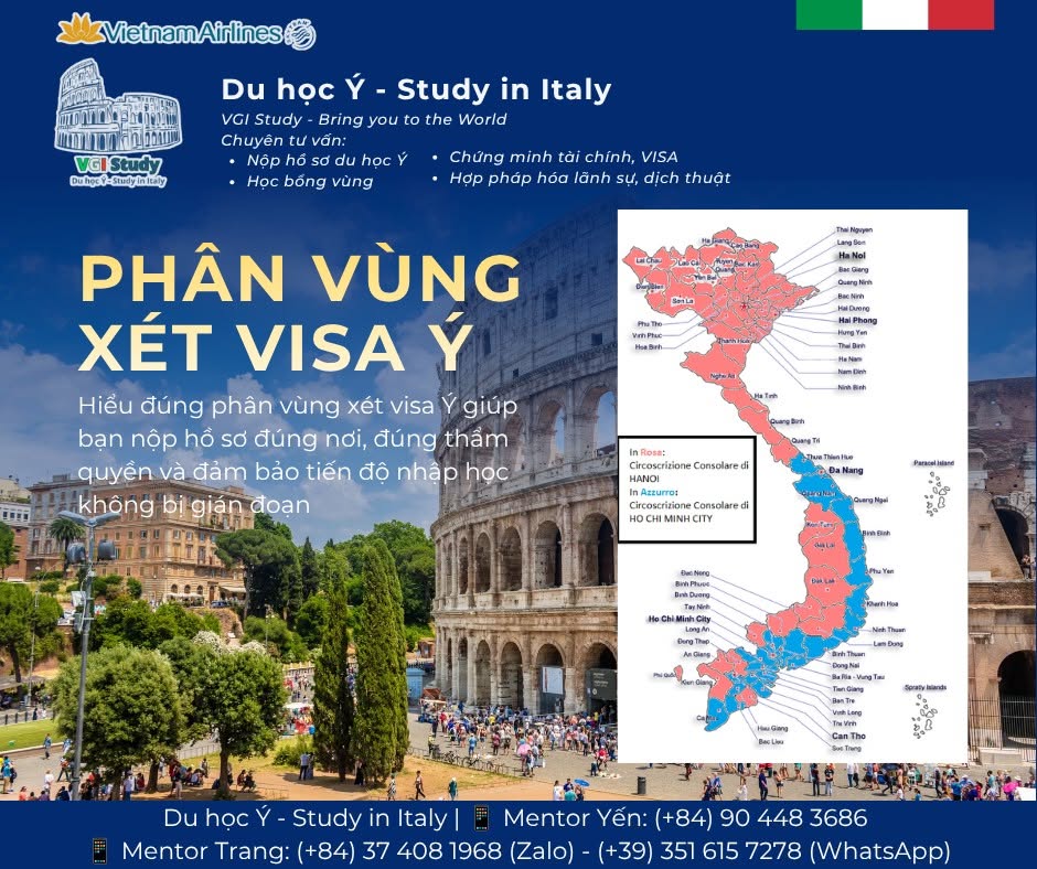 Ảnh minh họa: Thông báo phân vùng xét visa Ý