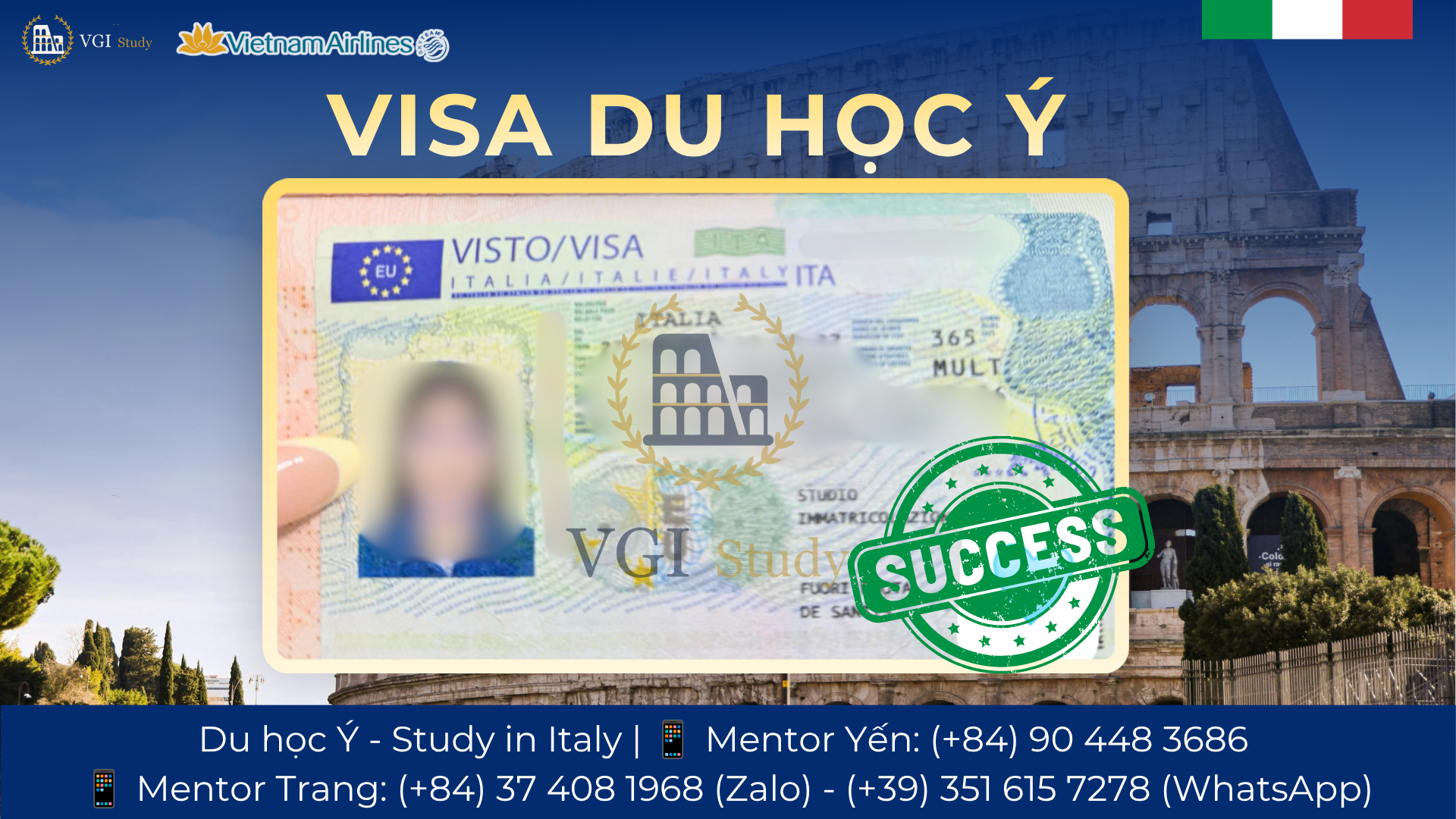 Minh chứng Visa Du học Ý - mentee TGL