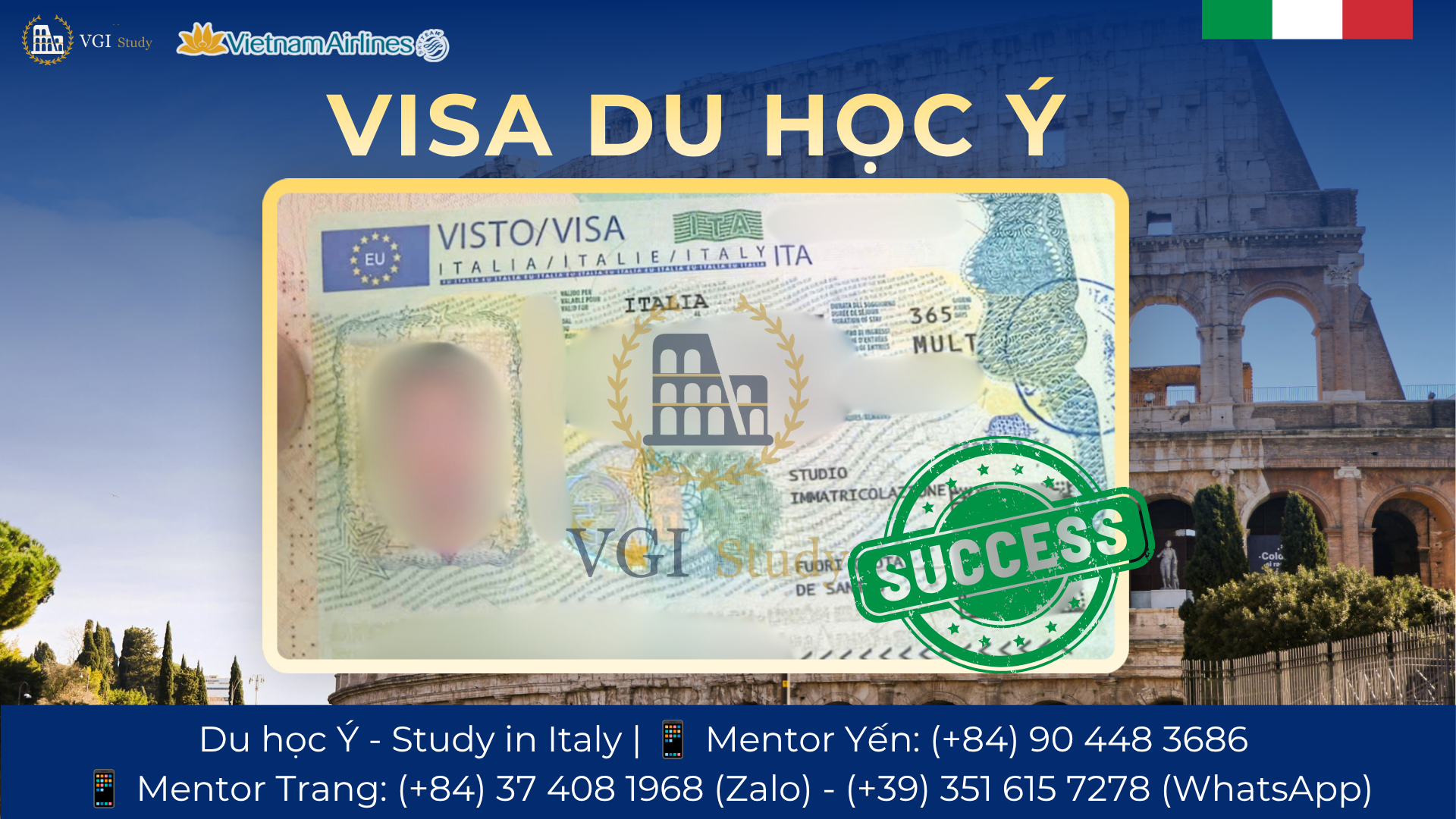 Minh chứng Visa Du học Ý - mentee TMK